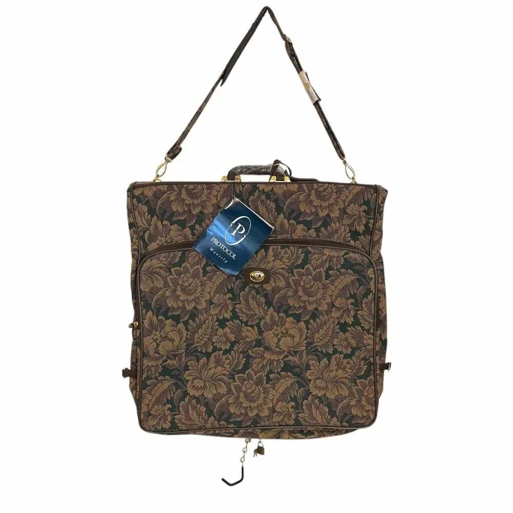 VTG 90s Protocol by Waverly Tapestry Garment Bag Travel Suit Luggage NOS NWT